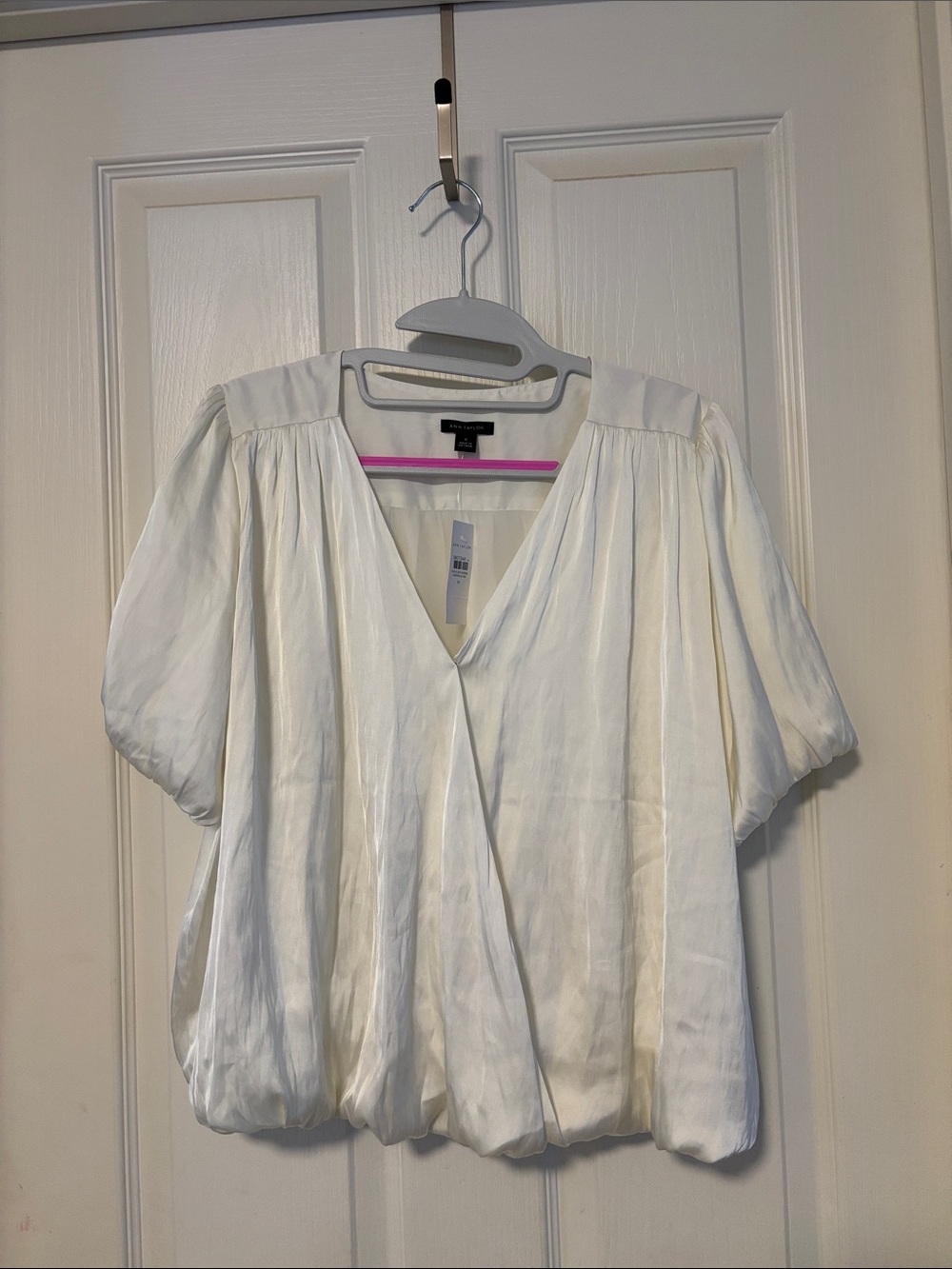 White Draped V-Neck Blouse - Classic Feminine Top